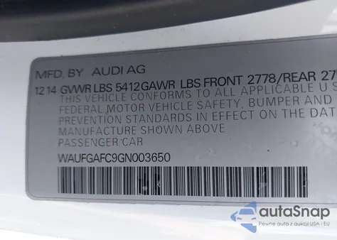 2016 Audi A6 3.0T Premium Plus from USA, damaged, VIN WAUFGAFC9GN003650